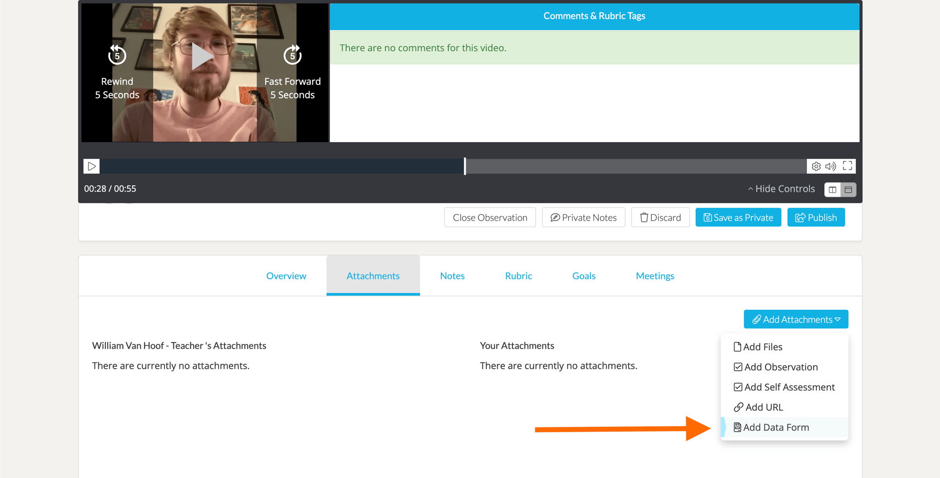 How to attach a Data Form to an Observation