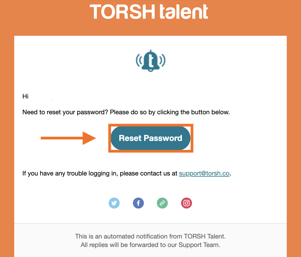 Tor Sh How to reset your password in TORSH Talent
